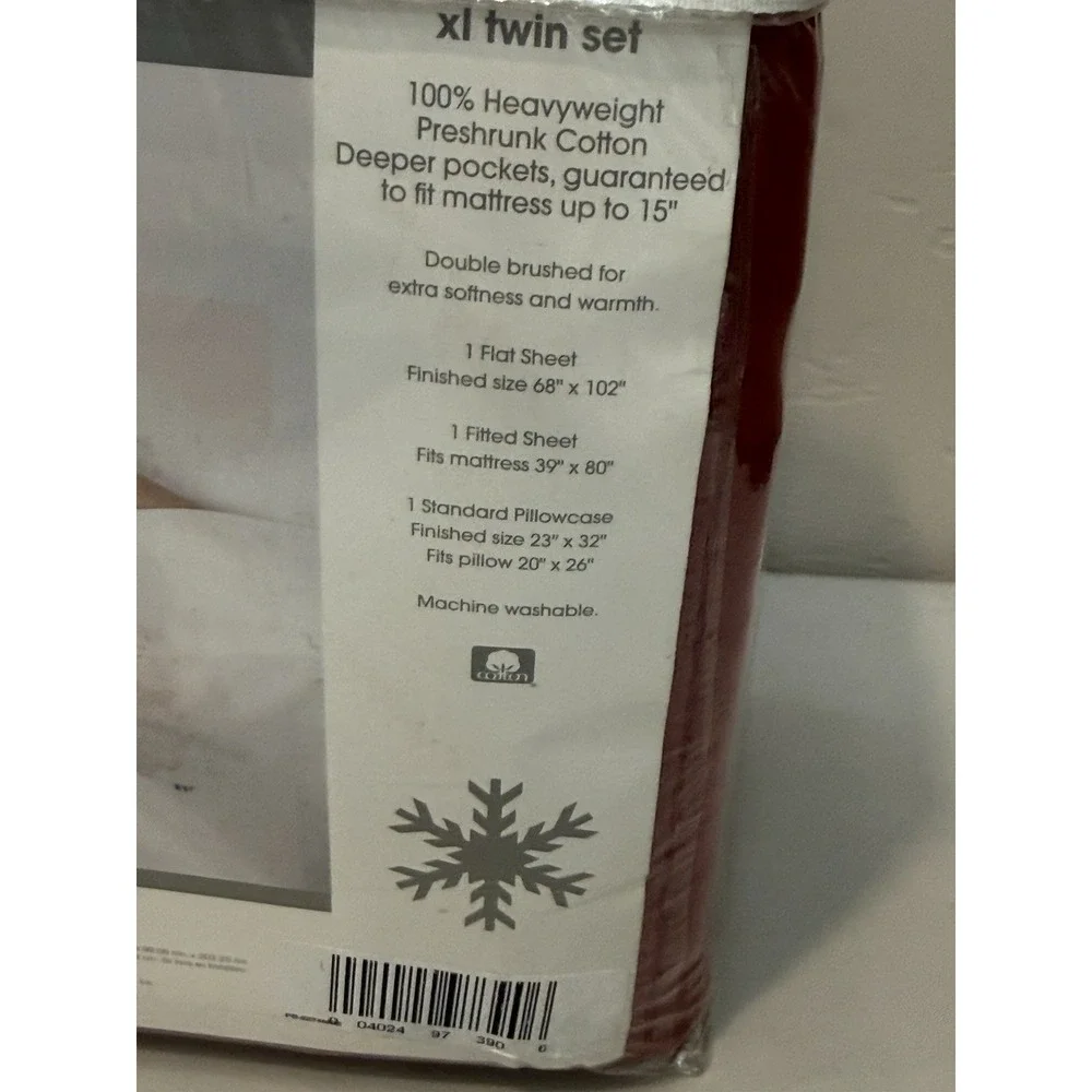 Home Collection Flannel Twin XL 100% Cotton Flannel Sheet Set NEW Red